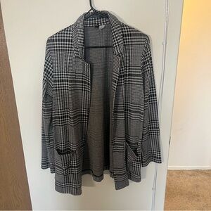 Chic Black and White Plaid Blazer